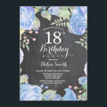 Botanical Blue Floral 18th Birthday Invitation<br><div class="desc">Botanical Blue Floral 18th Birthday Invitation. Floral Pink Peonies Birthday Invitation for Women. Watercolor Floral Flower. Elegant Pink Rose and Peony Flowers. Adult Birthday. Chalkboard Background. Black and White. 13th 15th 16th 18th 20th 21st 30th 40th 50th 60th 70th 80th 90th 100th, Any Ages. For further customization, please click the...</div>
