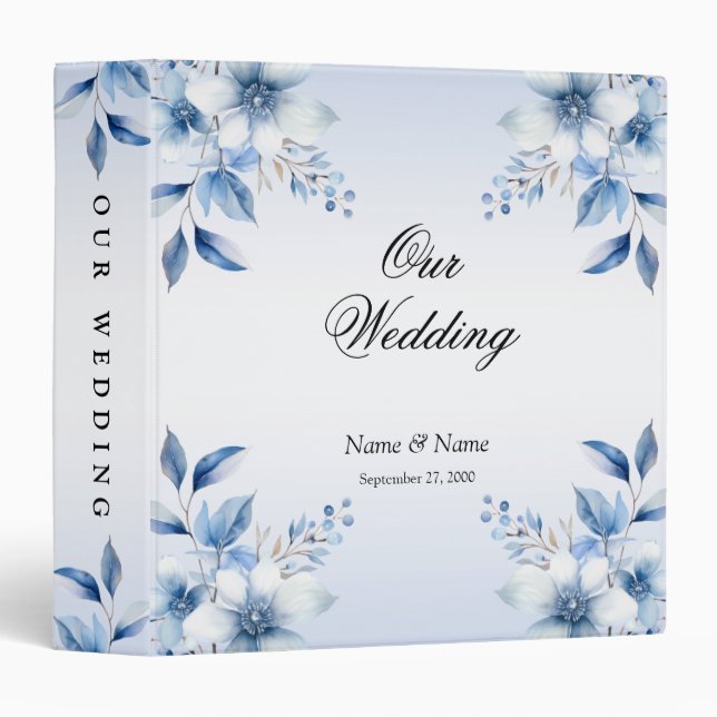 Botanical Blue Flowers Album Binder (Front/Spine)