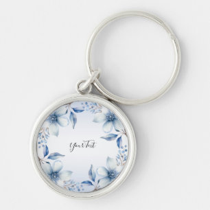 Botanical Blue Flowers Keychain