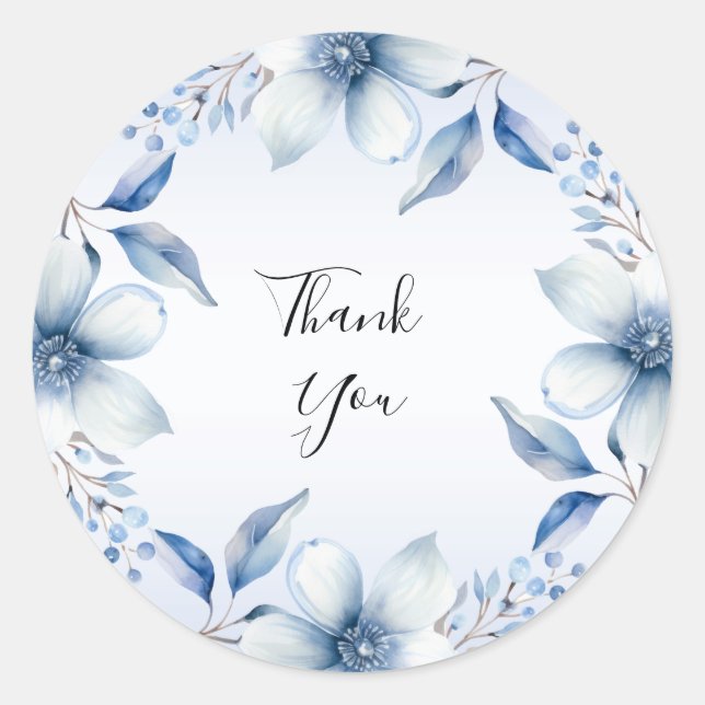 Botanical Blue Flowers Sticker (Front)