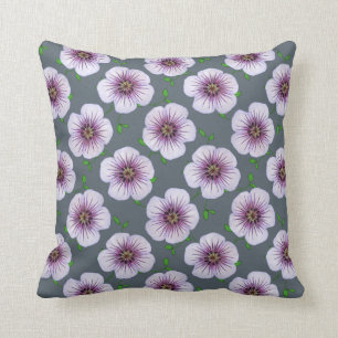 Botanical Blue Geranium Flower on any Colour Throw Pillow