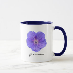 Botanical Blue Geranium Flower Photo with Name Mug