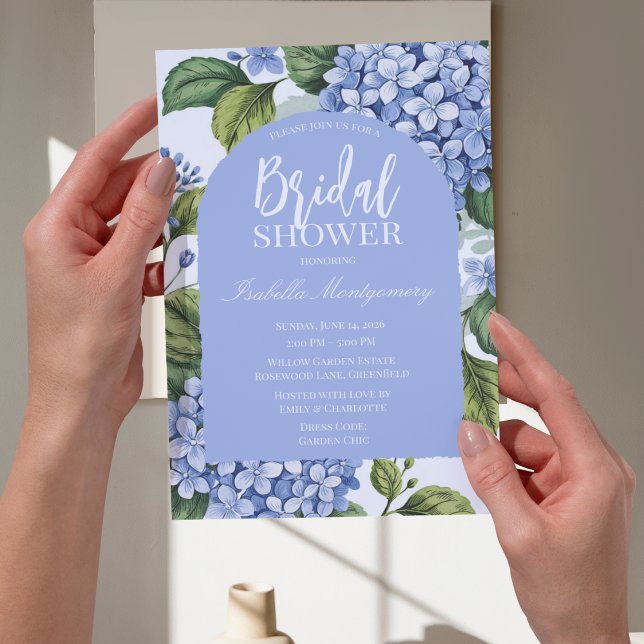 Botanical Blue Hydrangea Floral Bridal Style Invitation (Botanical Blue Hydrangea Floral Bridal Style Invitations
)