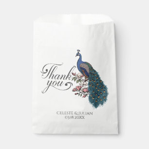 Botanical Blue Peacock Thank You Favour Bag