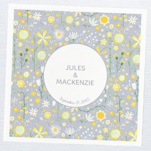 Botanical Blue Wildflower Floral Pattern Napkin
