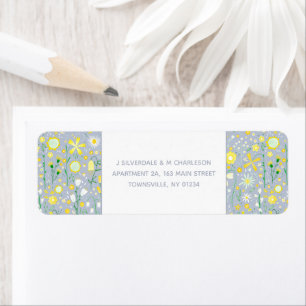Botanical Blue Wildflower Floral Return Address