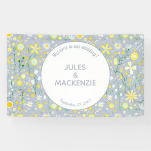 Botanical Blue Wildflower Floral Wedding Banner