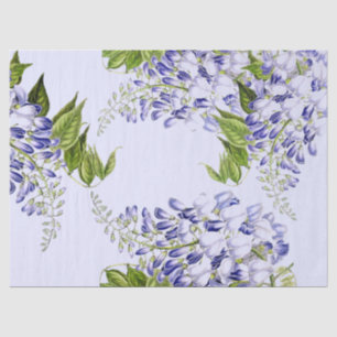 Botanical Blue Wisteria Flower Floral Tissue Paper