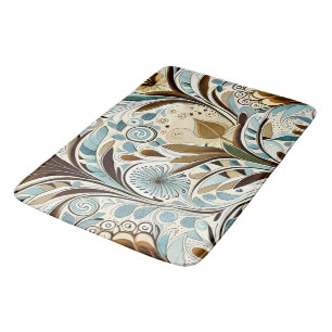 Botanical Blues and Browns  Bath Mat
