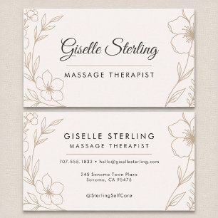 Botanical Blush and Black Massage Therapist  Business Card