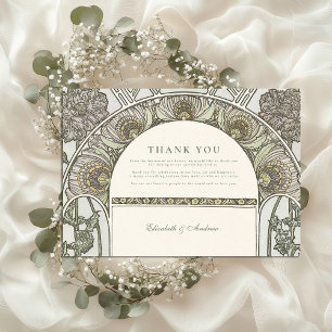 Botanical Blush Arch Art Nouveau wedding Thank You Card