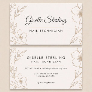 Botanical Blush Black Nail Technician Beauty  Business Card