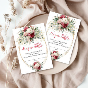 Botanical Blush Burgundy Floral Diaper Raffle Enclosure Card