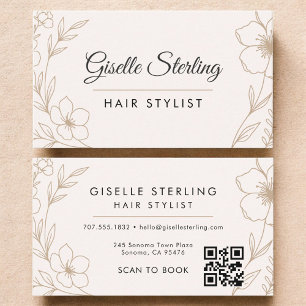 Botanical Blush Hair Stylist QR Code Floral Business Card