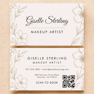 Botanical Blush Makeup Artist QR Code Beauty  Business Card