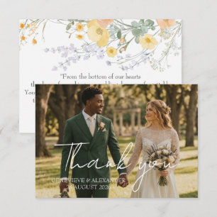 Botanical Blush Peach Photo Wedding Thank You Card