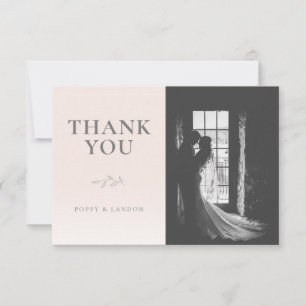 Botanical Blush Pink Flat Thank You Card