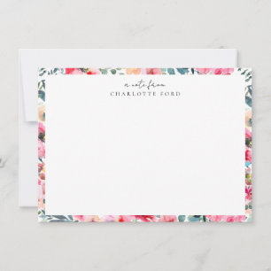 Botanical Blush Pink Rose Greenery Floral Frame Card