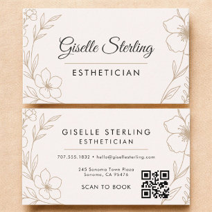 Botanical Blush QR Code Esthetician Floral Business Card