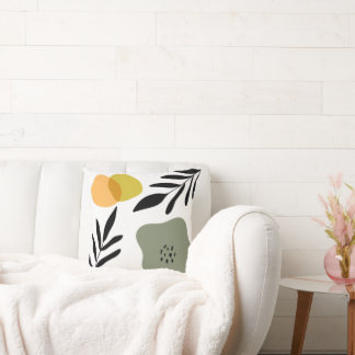 Botanical Boho Abstract shape art Throw Pillow