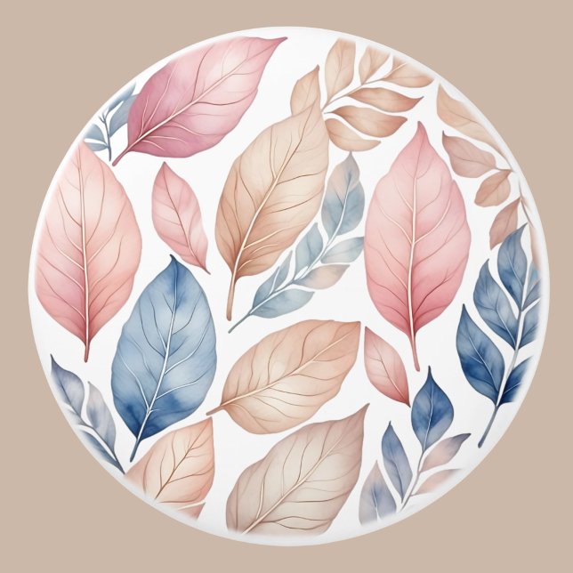 Botanical Boho Autumn Leaves Pattern  Ceramic Knob (Creator Uploaded)