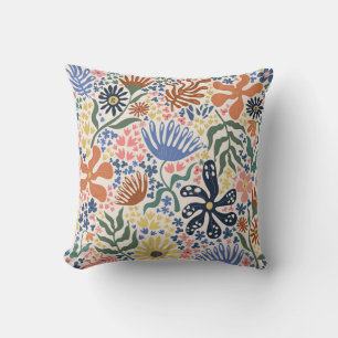 Botanical Boho Beige Throw Pillow