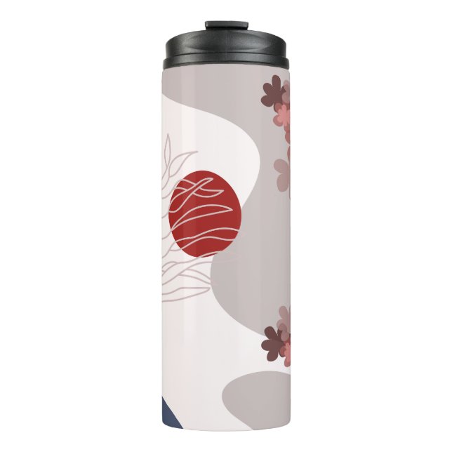 Botanical Boho Blue Magenta Thermal Tumbler (Front)