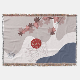 Botanical Boho Blue Magenta Throw Blanket