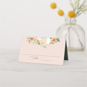 Botanical Boho Blush Pink Greenery Floral Wedding Place Card