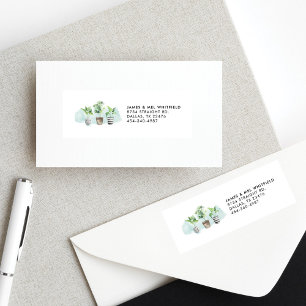 Botanical Boho Chic Potted Plants Return Address