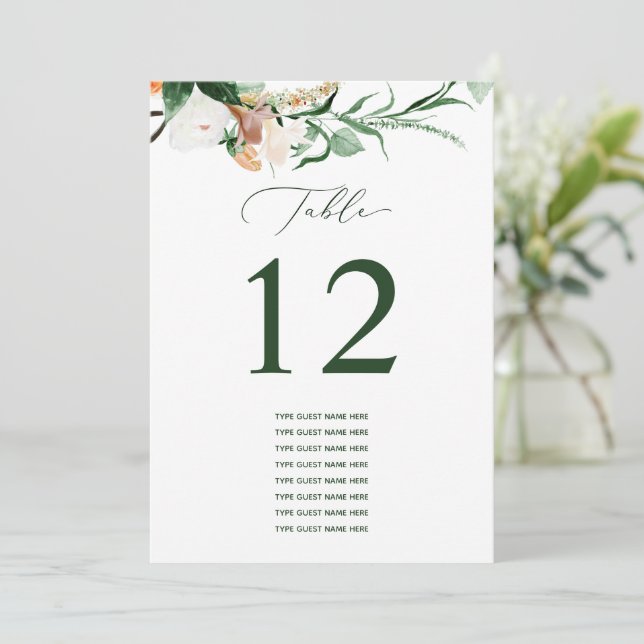 Botanical Boho Custom Guest Name Table Number (Standing Front)