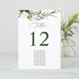 Botanical Boho Custom Guest Name Table Number