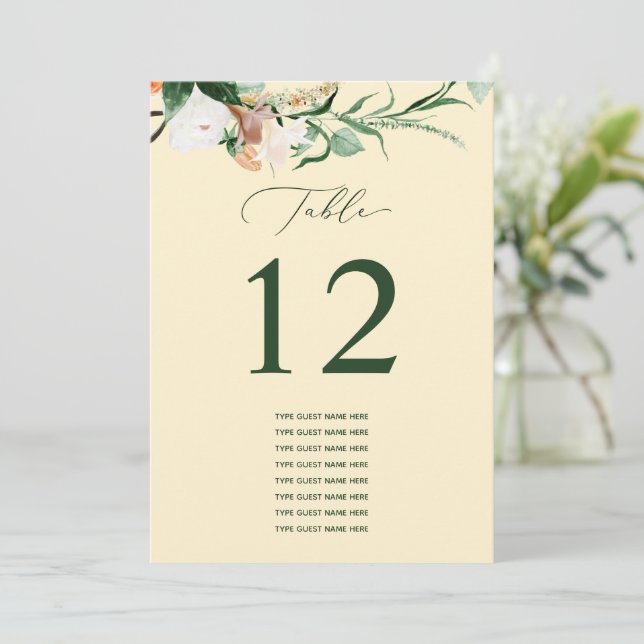 Botanical Boho Custom Guest Name Table Number (Standing Front)