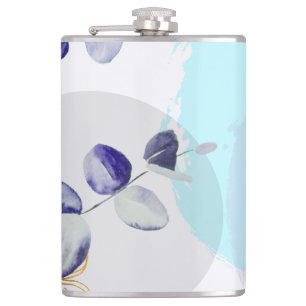 Botanical Boho Cyan Purple Hip Flask