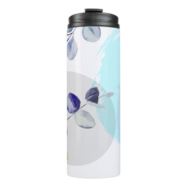 Botanical Boho Cyan Purple  Thermal Tumbler (Front)