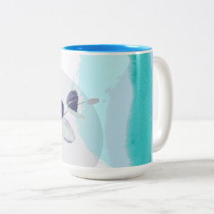 Botanical Boho Cyan Purple  Two-Tone Coffee Mug