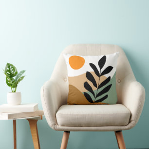 Botanical Boho Earthy Colour Abstract Art Throw Pillow