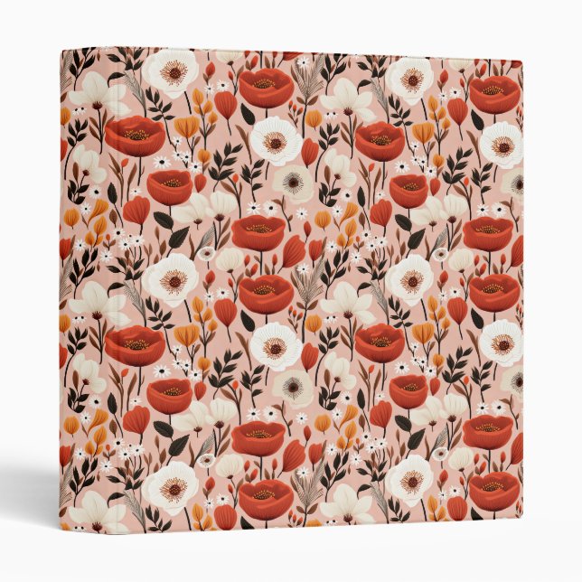 Botanical Boho Fall Wildflowers Meadow Pattern Binder (Front/Spine)