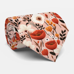 Botanical Boho Fall Wildflowers Meadow Pattern Tie