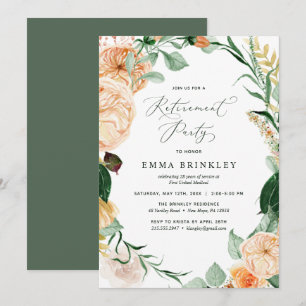 Botanical Boho Floral Neutral Retirement Party Inv Invitation