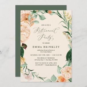 Botanical Boho Floral Neutral Retirement Party Invitation