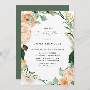 Botanical Boho Floral Pastel White Bridal Shower Invitation