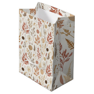 Botanical Boho Floral Pattern Design 396 Medium Gift Bag