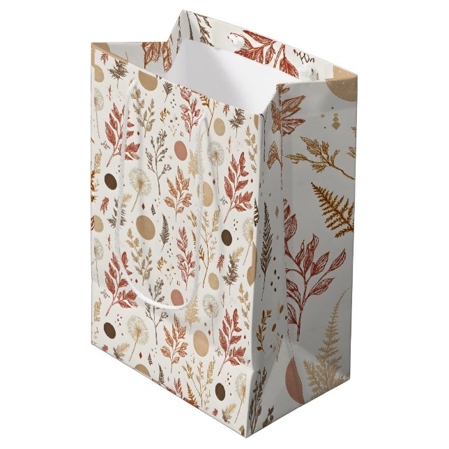Botanical Boho Floral Pattern Design 396 Medium Gift Bag (Front Angled)