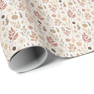 Botanical Boho Floral Pattern Design 396 Wrapping Paper