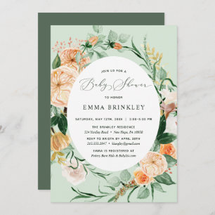 Botanical Boho Gender Neutral Sage Baby Shower Invitation