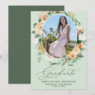 Botanical Boho Green Photo Graduation Announcement