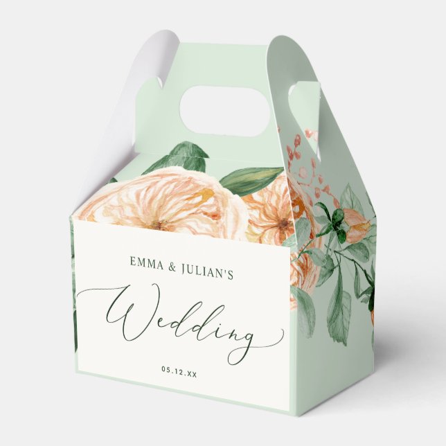 Botanical Boho Greenery Floral Sage Green Wedding Favor Box (Front Side)