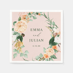 Botanical Boho Greenery Pink Personalized Wedding Napkin