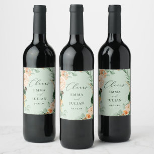 Botanical Boho Greenery Sage Green Wedding Favour Wine Label